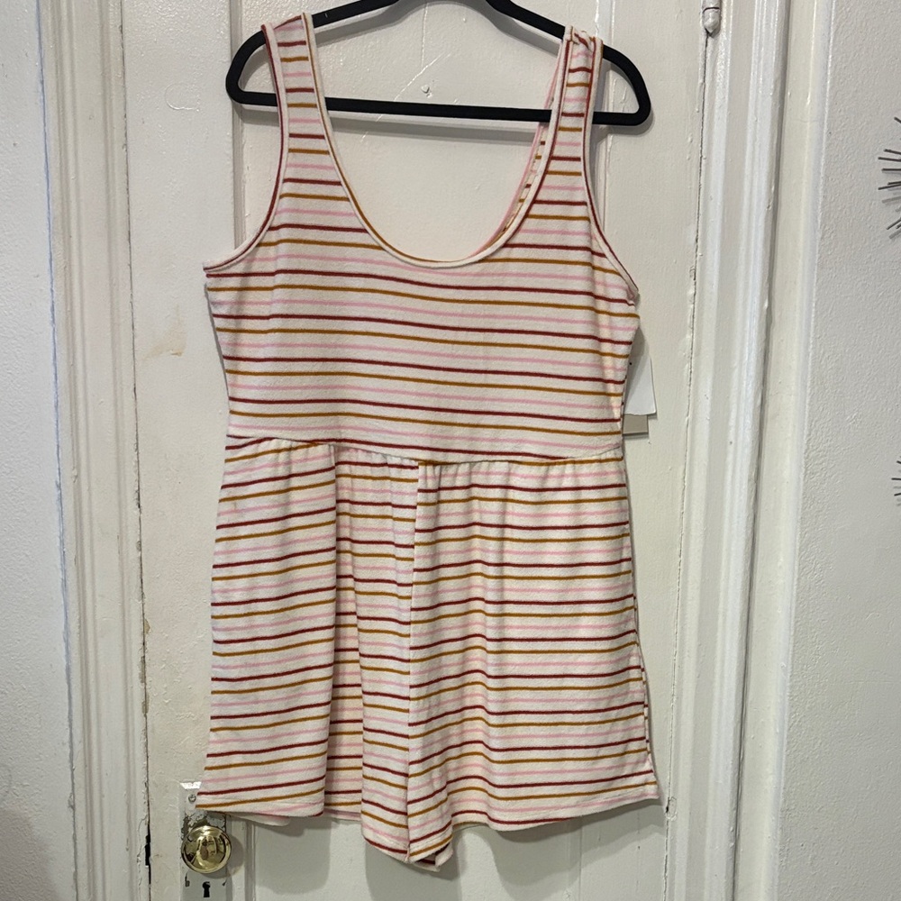 Striped Sleeveless swim Romper cover up